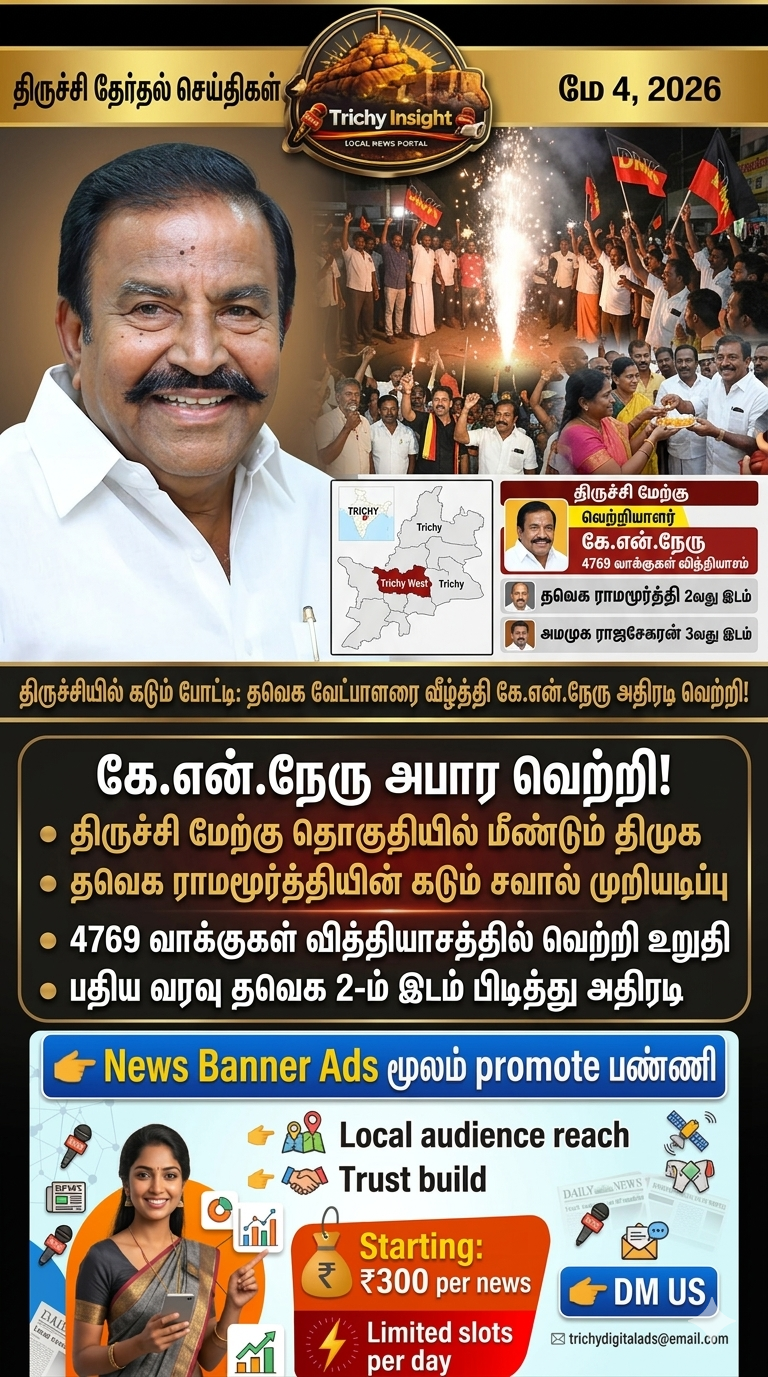 கே.என்.நேரு வெற்றி: திருச்சி மேற்கு தேர்தல் முடிவுகள் | Trichy Insight