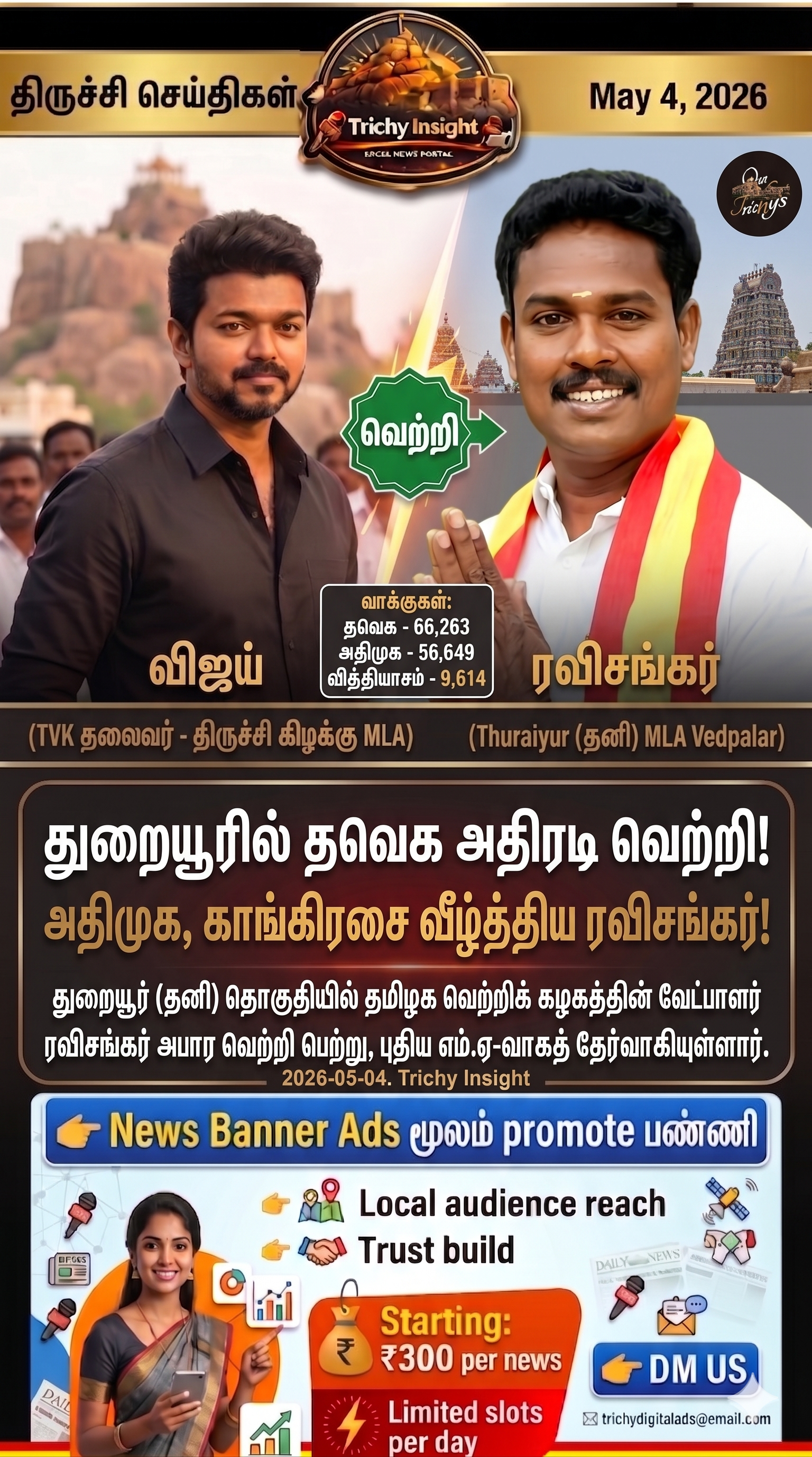 TVK Ravishankar Wins Thuraiyur Seat | Trichy Insight
