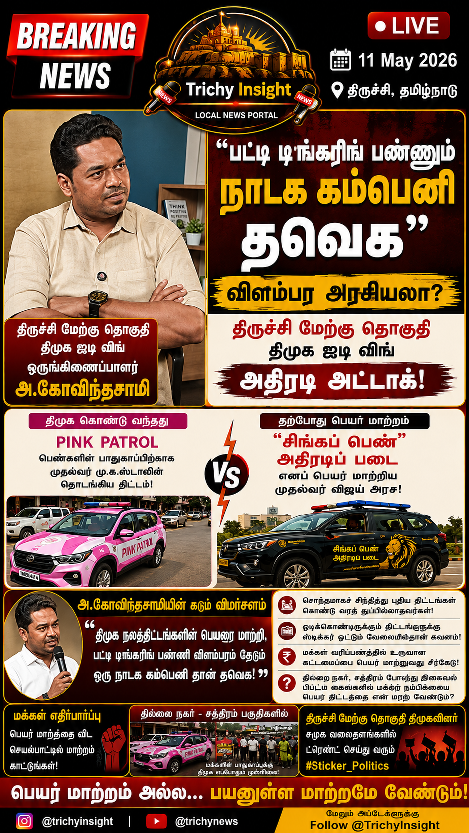 DMK West Slams TVK Vijay's "Sticker Politics" | Trichy Insight