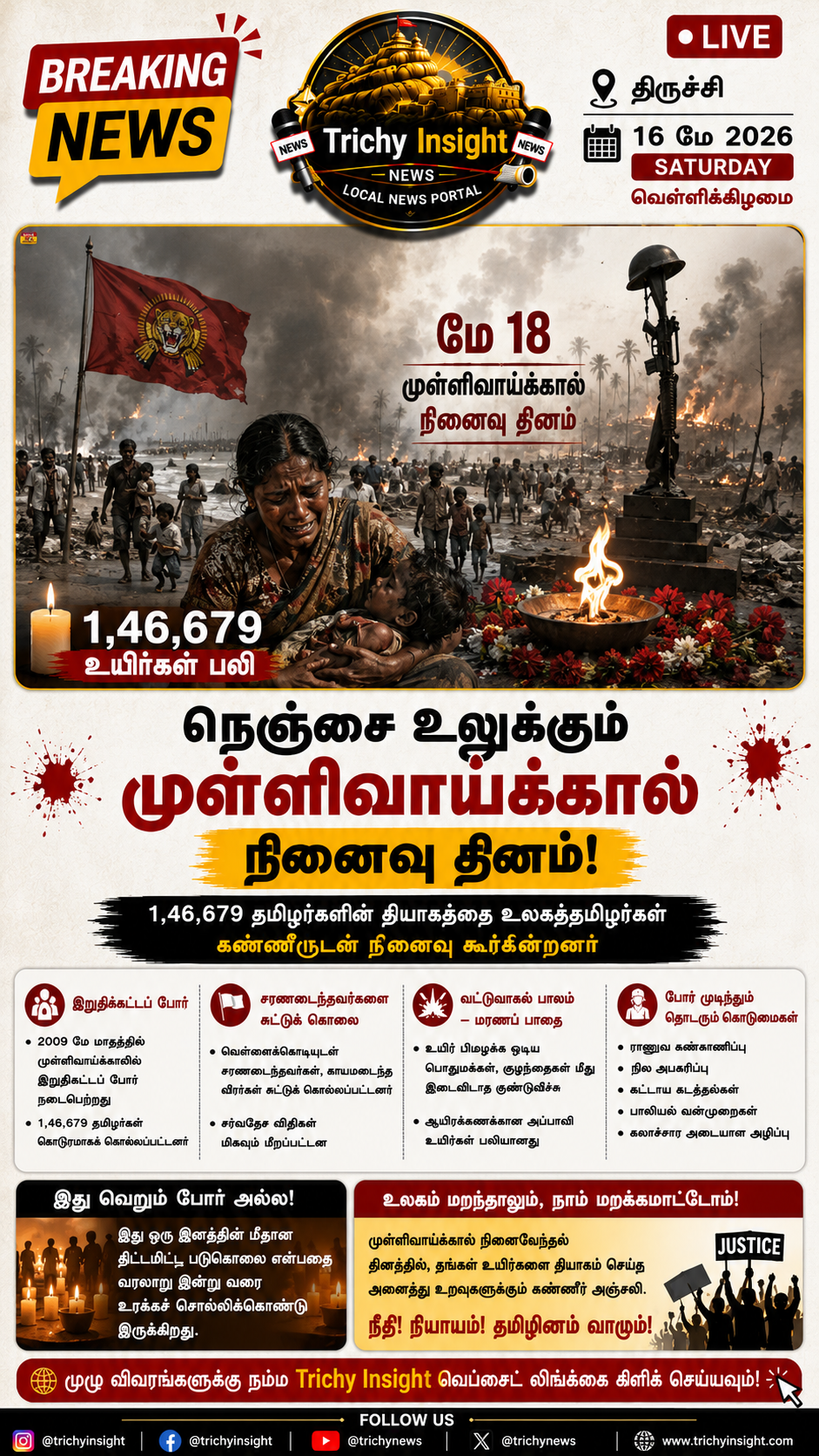 1,46,679 Tamil Lives Lost: Mullivaikkal Remembrance | Trichy Insight