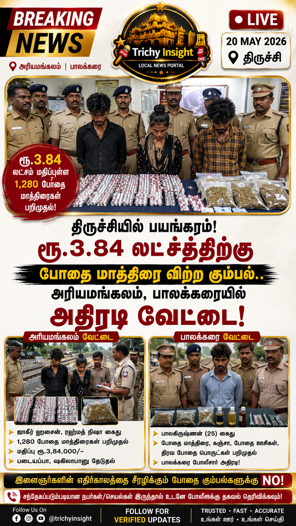 Trichy Drug Pills Seized: திருச்சியில் போதை மாத்திரைகள் பறிமுதல்! | Trichy Insight