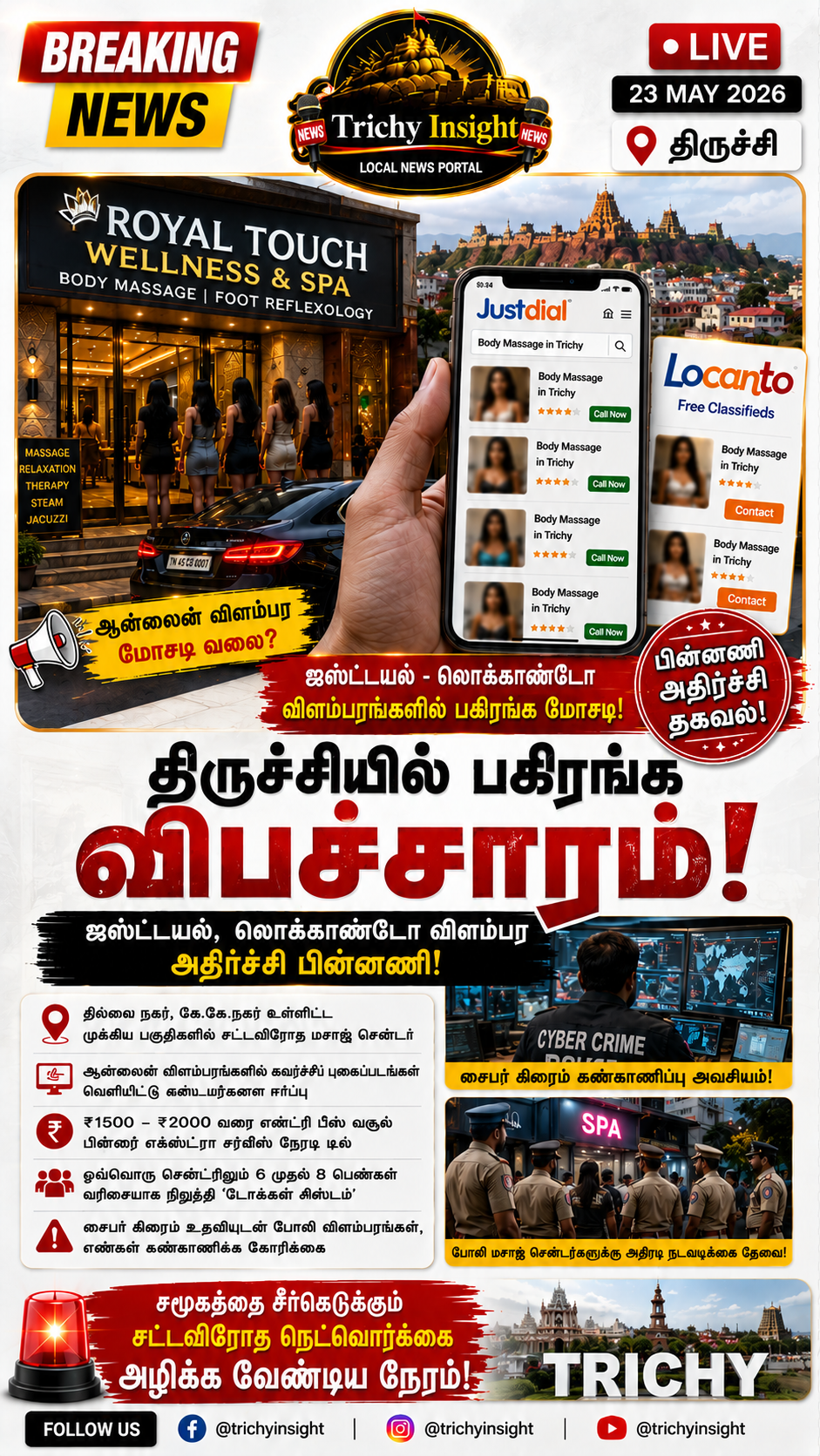 திருச்சியில் ஆன்லைன் மசாஜ் விபச்சார அதிரடி பின்னணி | Trichy Insight