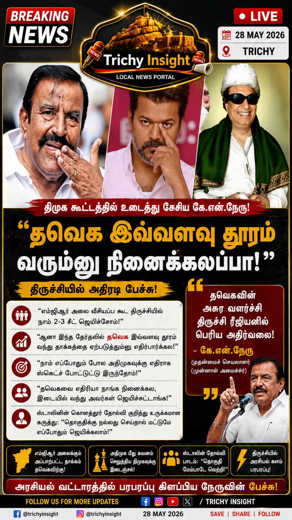 KN Nehru Speech In Trichy About TVK Victory | Trichy Insight