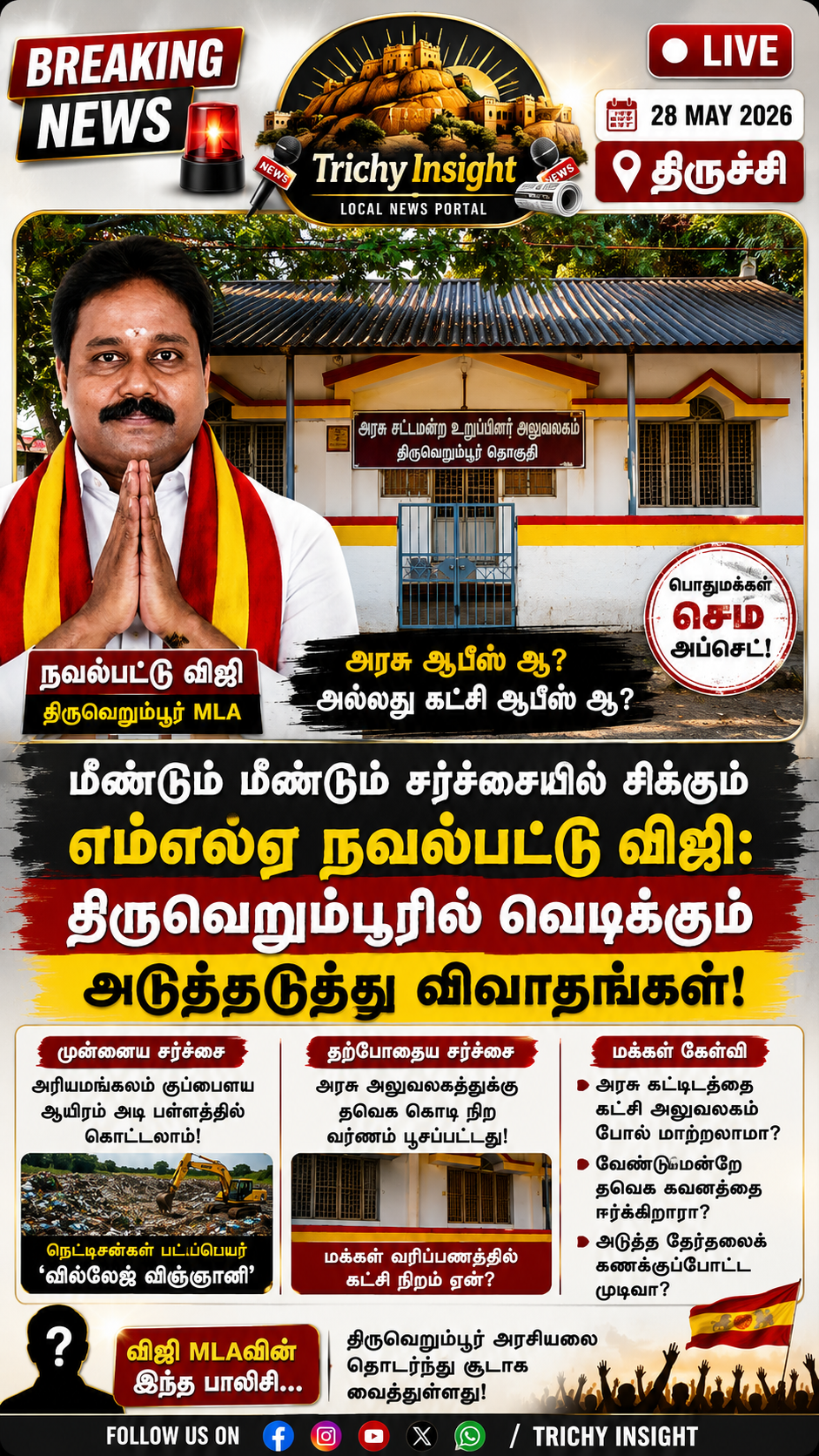 Thiruverumbur MLA Navalpattu Viji Caught In Continuous Controversies | Trichy Insight