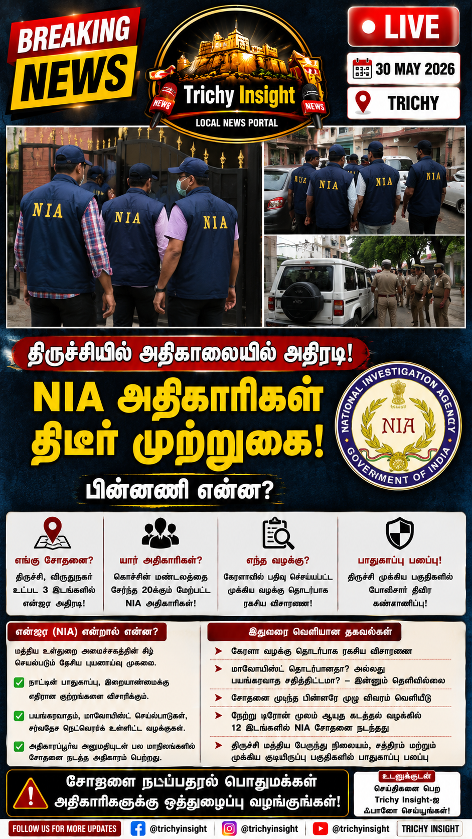 NIA Raid in Trichy and Virudhunagar Today | Trichy Insight