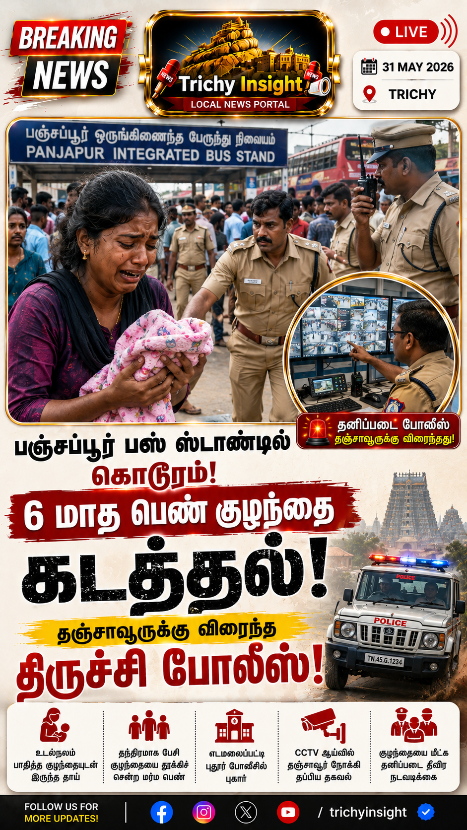 திருச்சியில் 6 மாத குழந்தை கடத்தல்! Trichy Insight