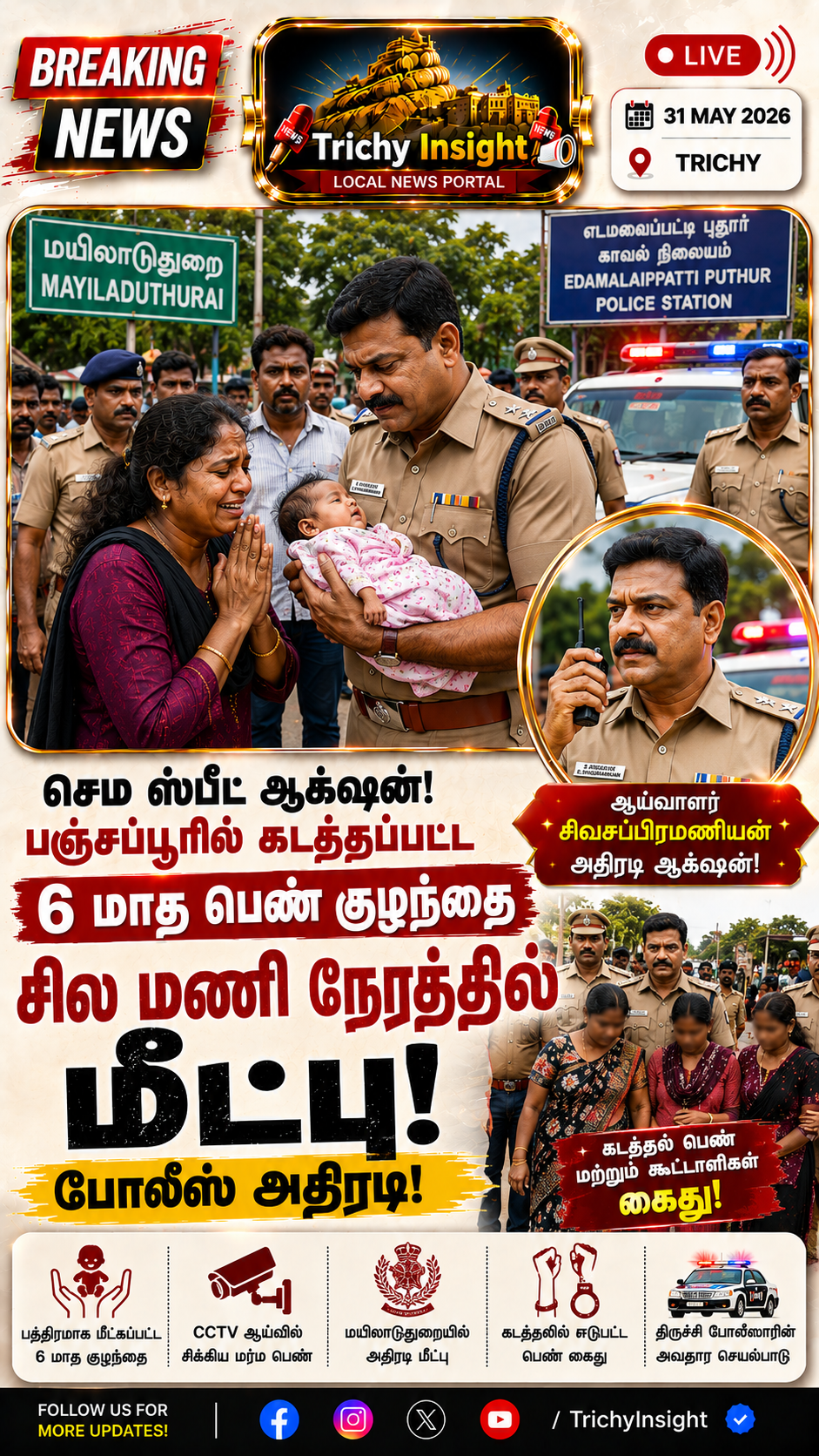பஞ்சப்பூரில் கடத்தப்பட்ட குழந்தை மீட்பு! Trichy Insight