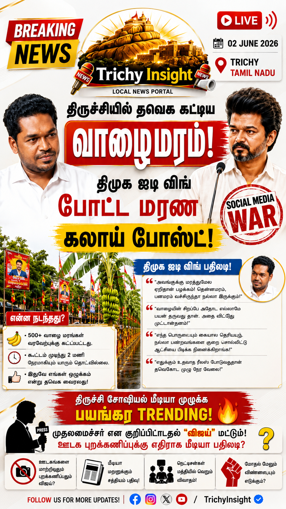 TVK vs DMK Trichy Banana Tree Social Media War | Trichy Insight