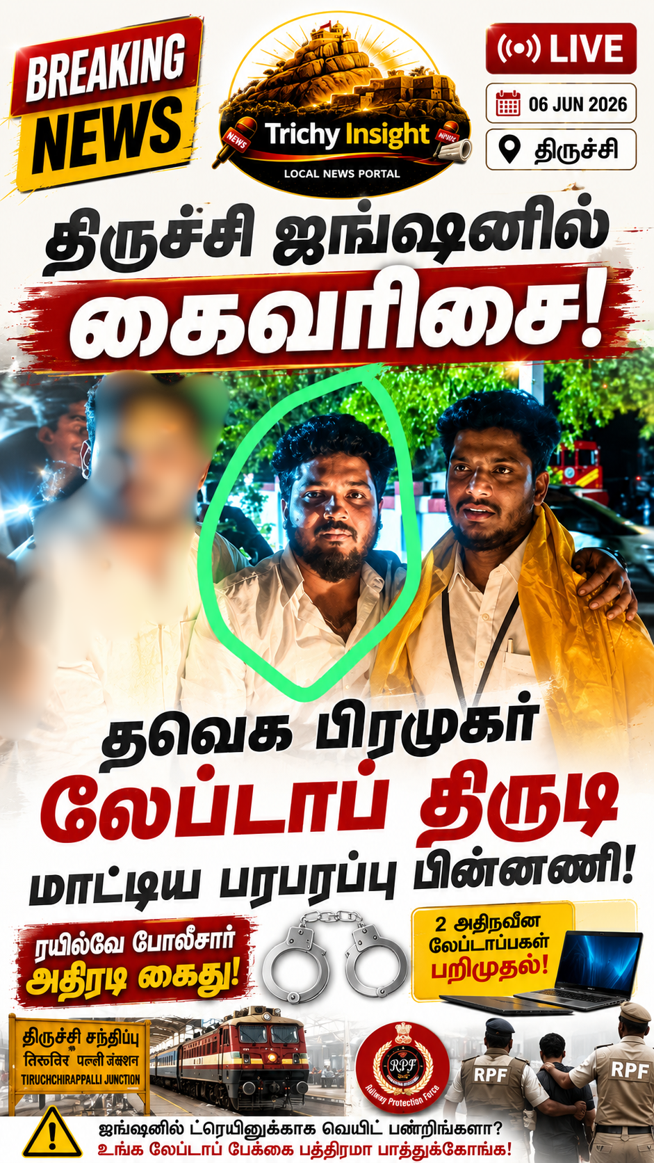 TVK Functionary Arrested For Laptop Theft Trichy | Trichy Insight