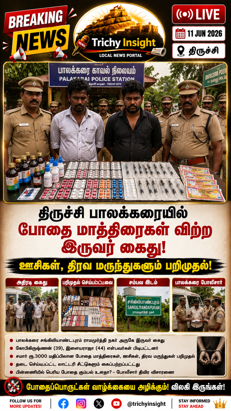 திருச்சியில் போதை மாத்திரை விற்ற இருவர் கைது | Trichy Insight