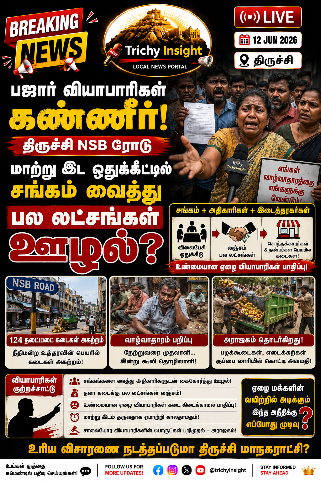 Trichy NSB Road Street Vendors Association Scam | Trichy Insight