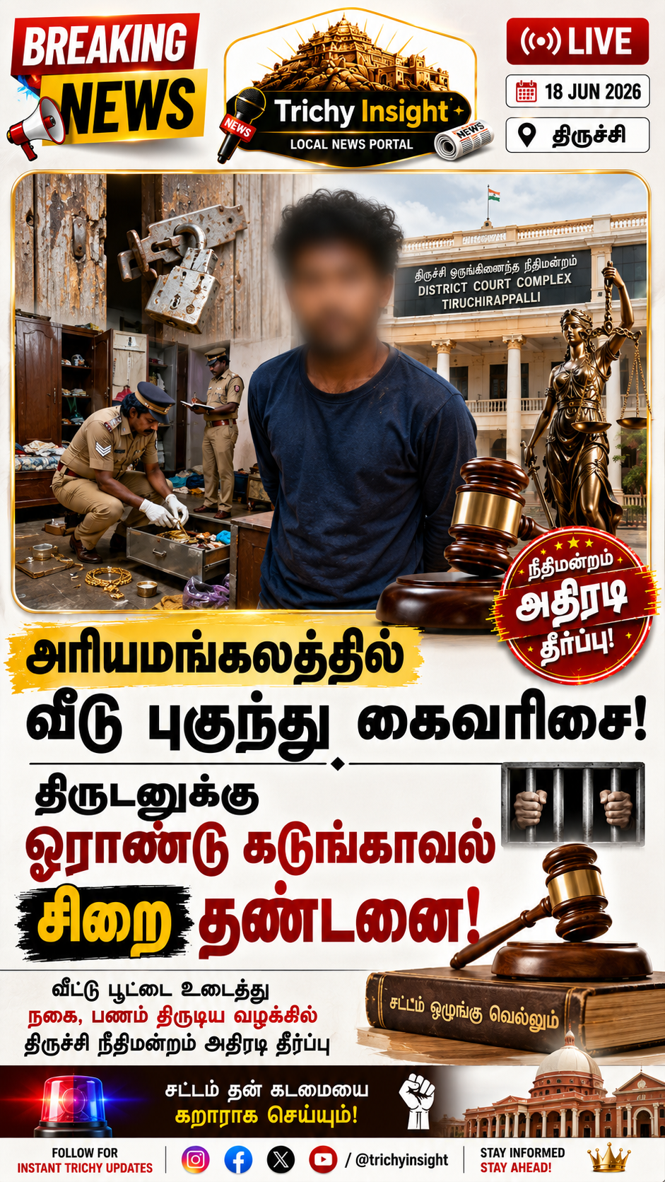 அரியமங்கலம் திருட்டு கேஸ்; திருடனுக்கு ஓராண்டு ஜெயில்! Trichy Insight