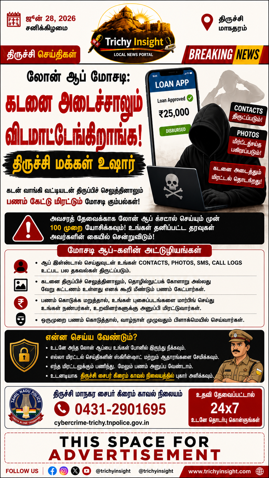 லோன் ஆப் மோசடி: கடனை அடைத்தும் பணம் கேட்டு மிரட்டல் - திருச்சி இன்சைட்
