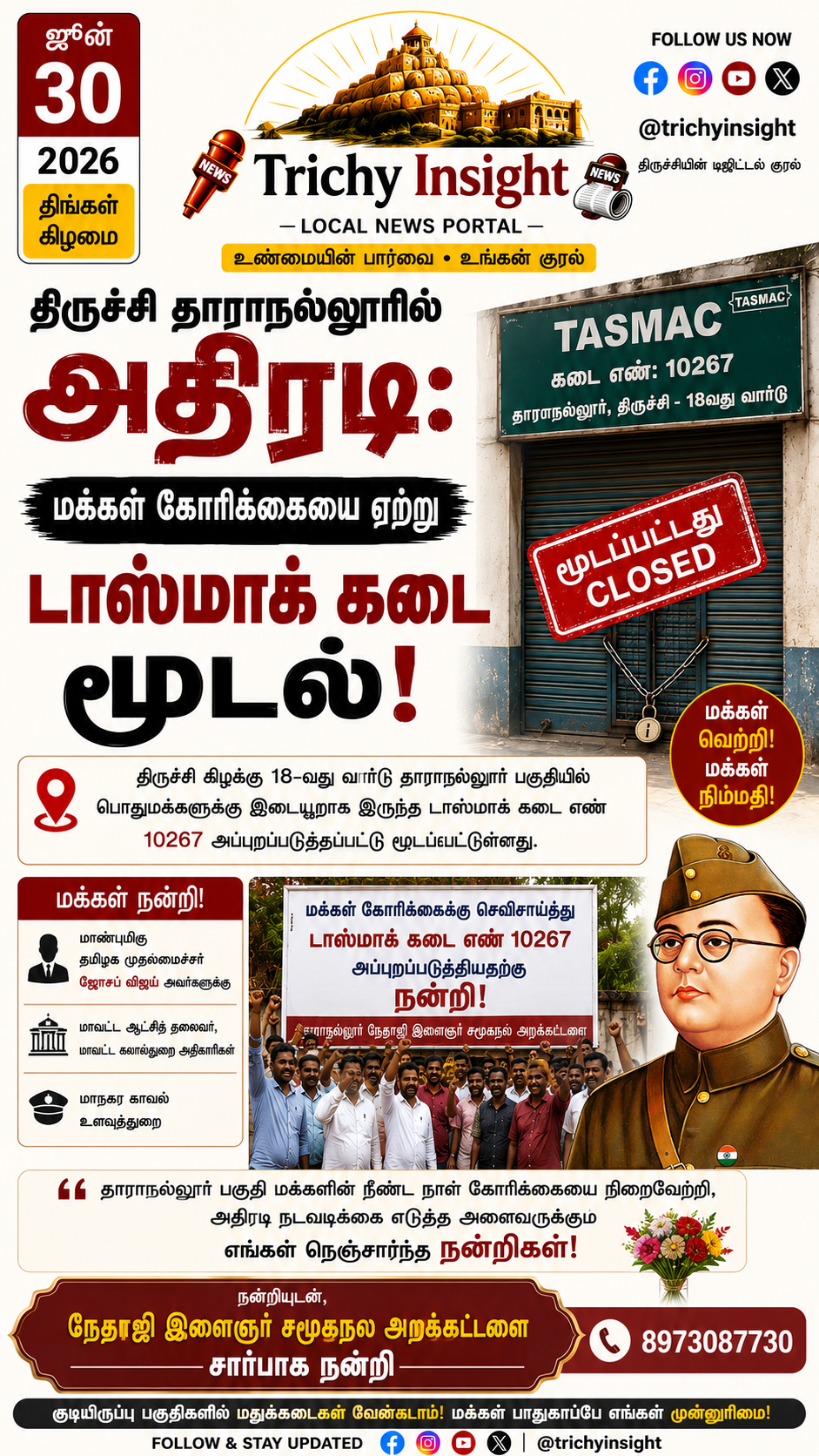 திருச்சி தாராநல்லூர் டாஸ்மாக் கடை அதிரடி மூடல் - Trichy Insight