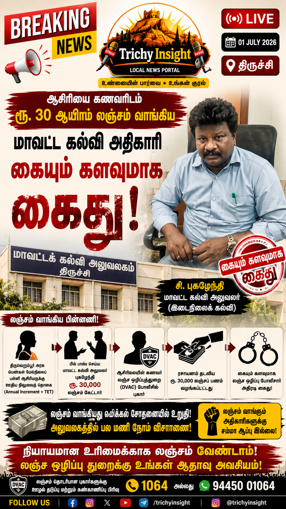 திருச்சியில் DEO லஞ்சம் வாங்கி கைது | Trichy Insight