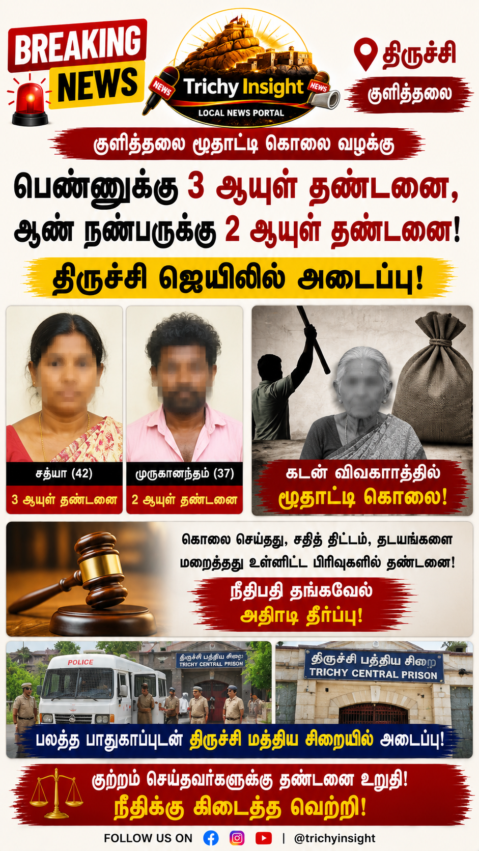 குளித்தலை மூதாட்டி கொலை வழக்கு அதிரடி தீர்ப்பு | Trichy Insight